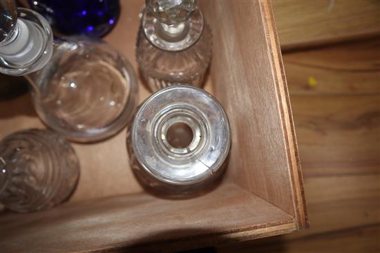 A collection of glass decanters